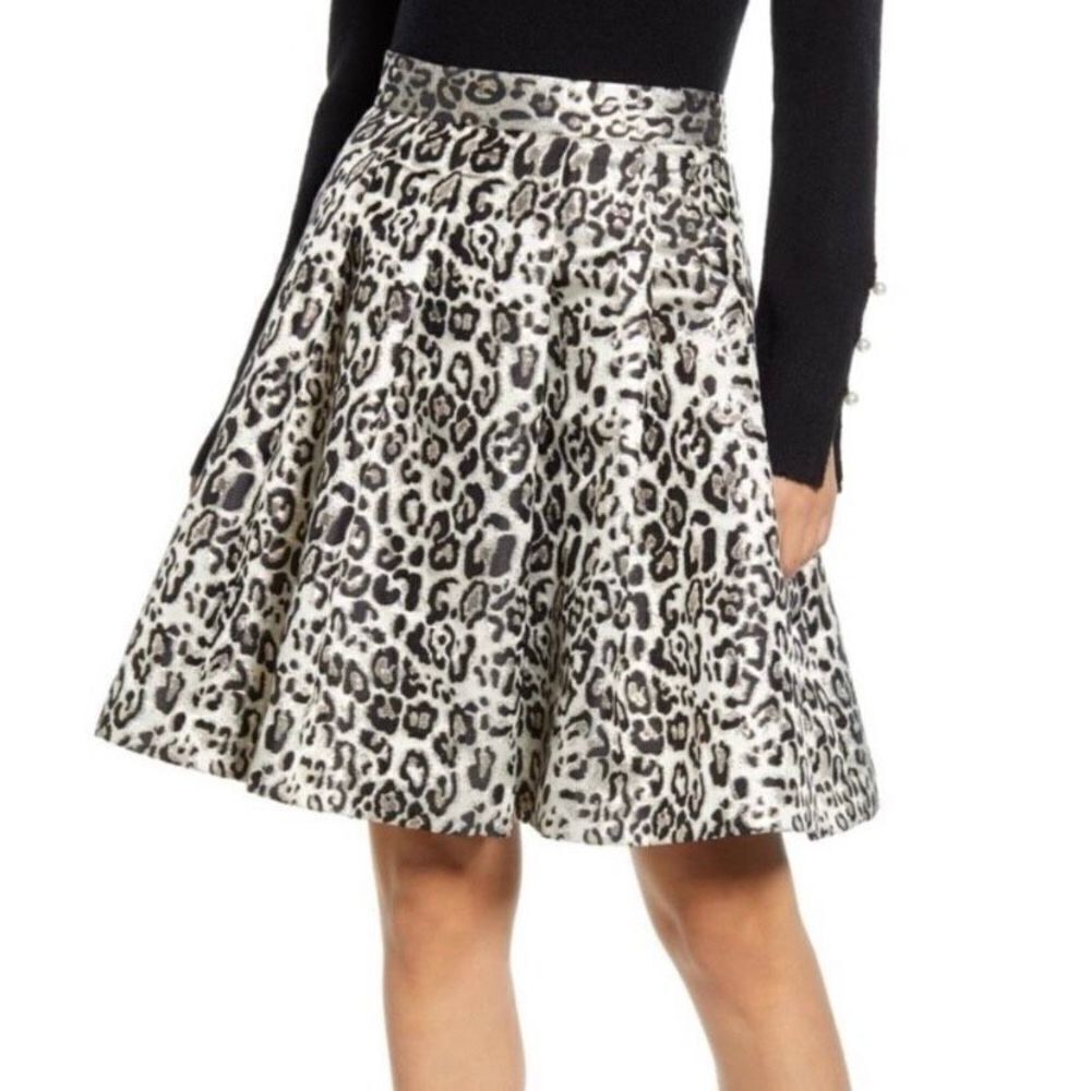 Rachel Parcell Metallic Leopard Print Pleated Skirt Women's Size XS New with tag